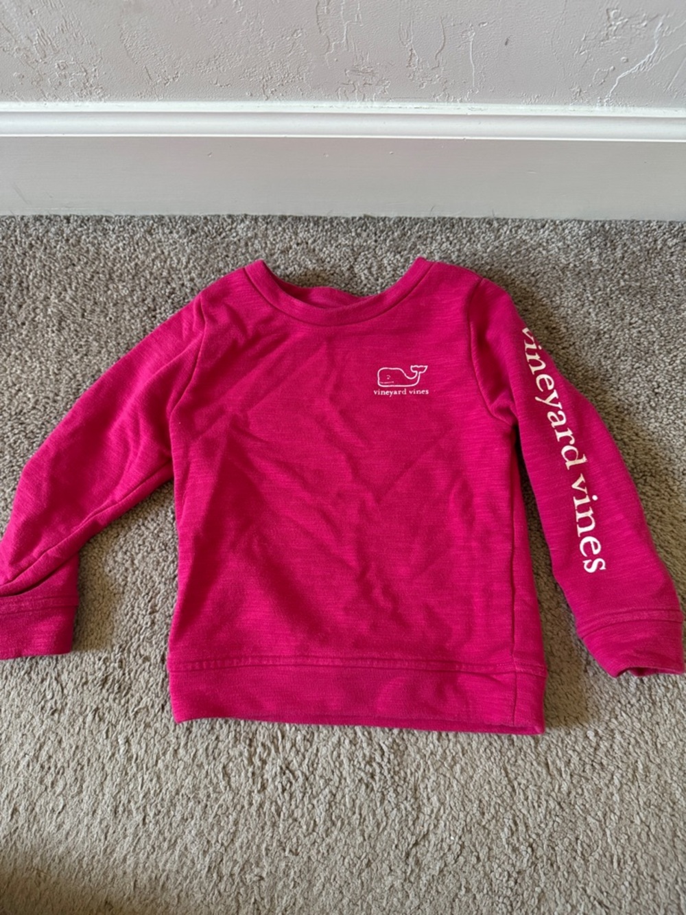 Vineyard Vines Kids Hot Pink Whale Logo Crewneck Sweatshirt